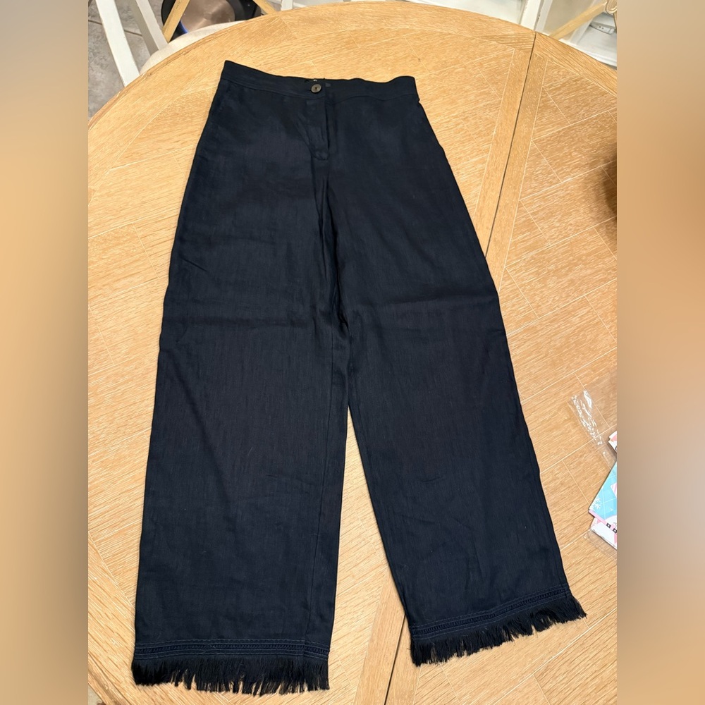 Theory Black Linen Combo Pants NWT